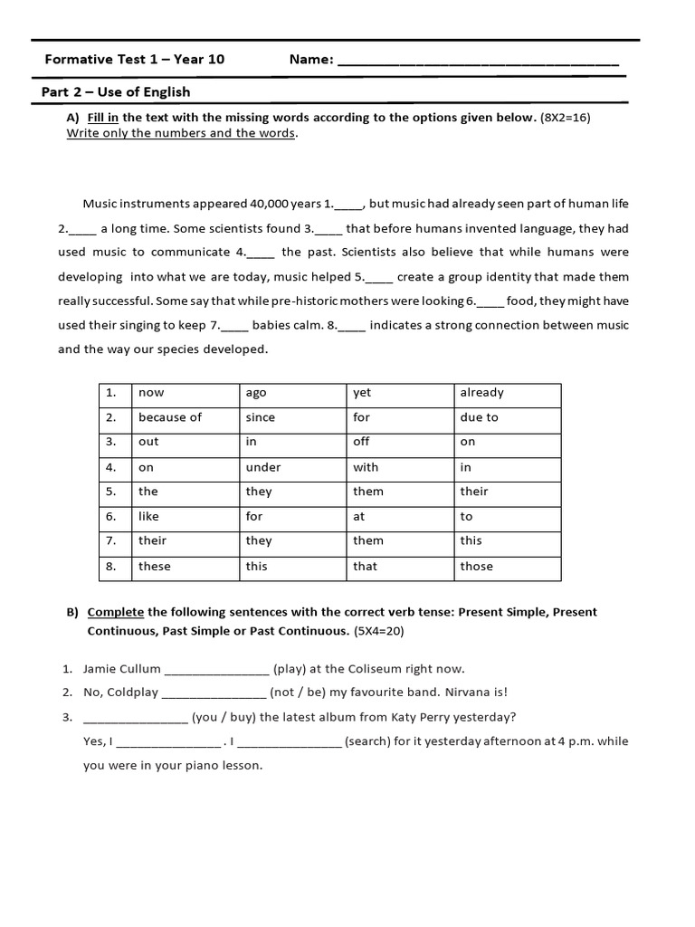 Year 10 Formative English Test Guide | PDF | Second Language | Vocabulary