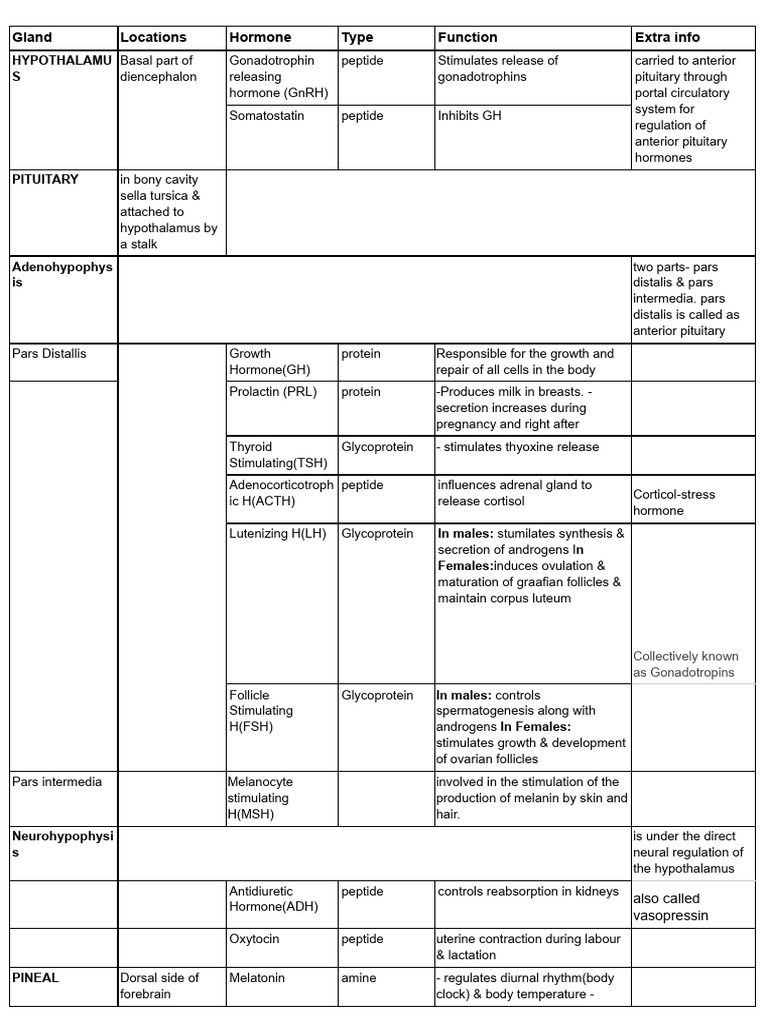 Hormones and Their Functions in the Body | PDF | Adrenal Gland ...