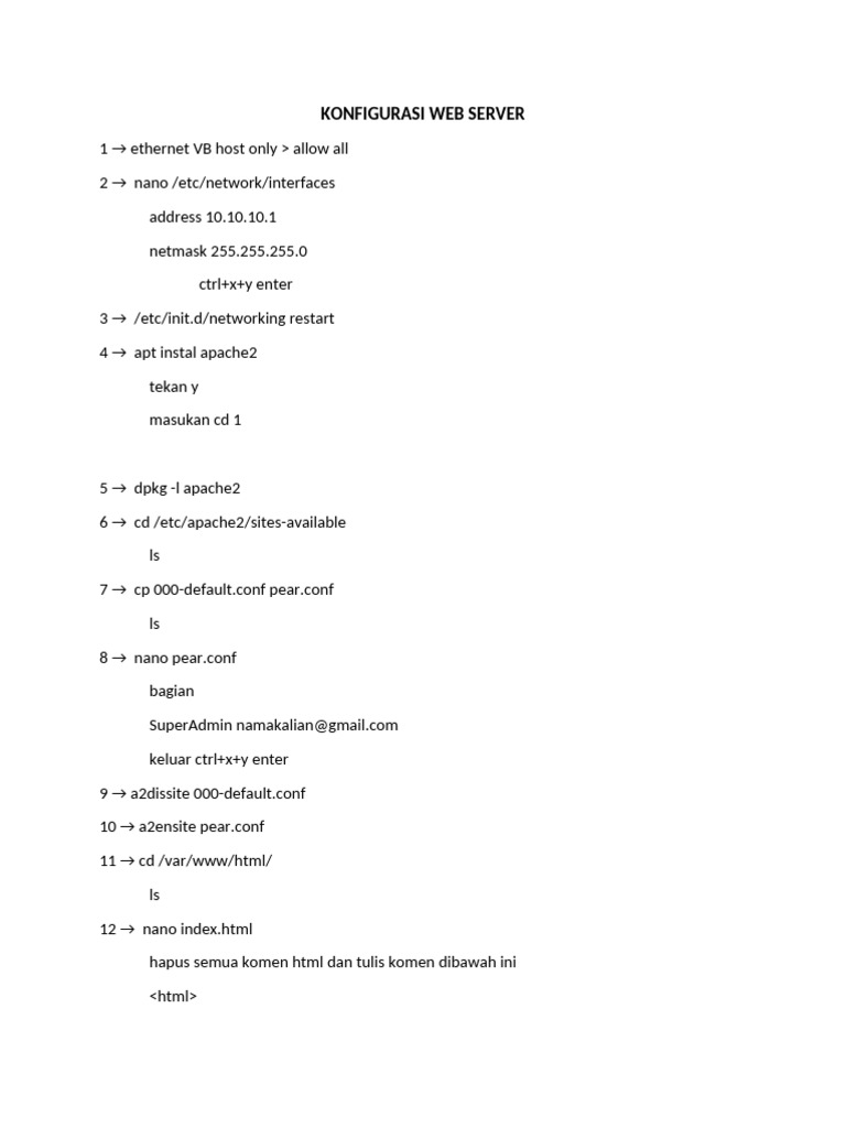 Panduan Konfigurasi Web Server | PDF