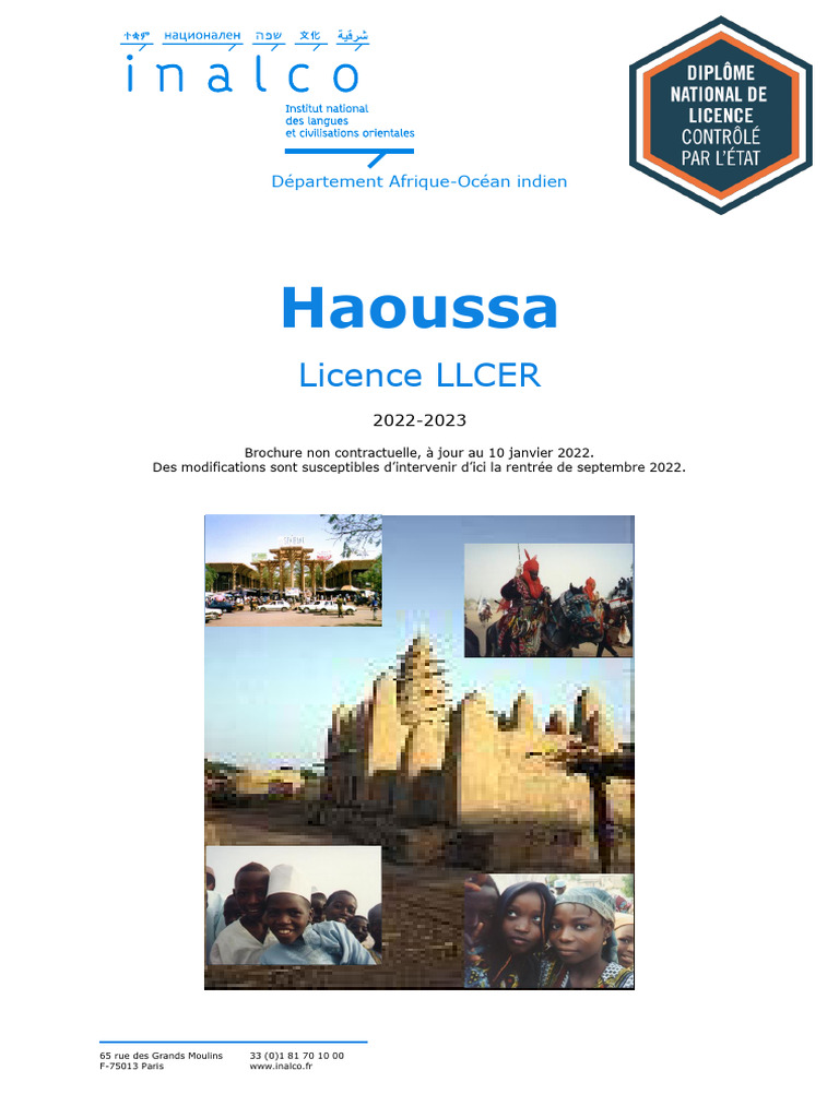 Licence Haoussa à l'INALCO 2022-2023 | PDF | Afrique
