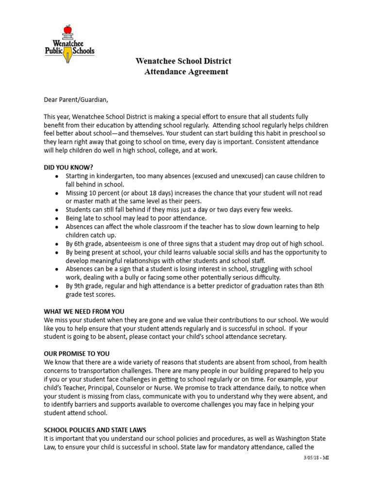 Attendance Agreement | PDF | Human Life Stages | Youth