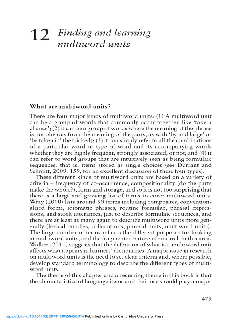 Understanding Multiword Units | PDF | Word | Vocabulary
