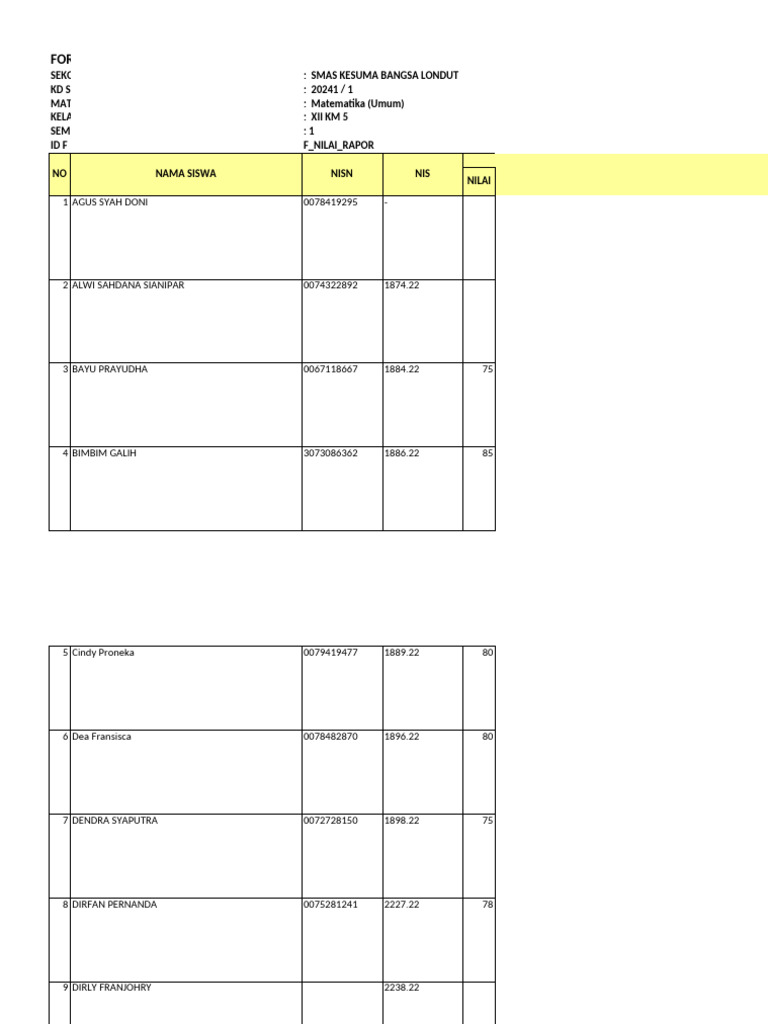 Nil - Rapor - 20241 - 401000000 - Xii KM 5 | PDF