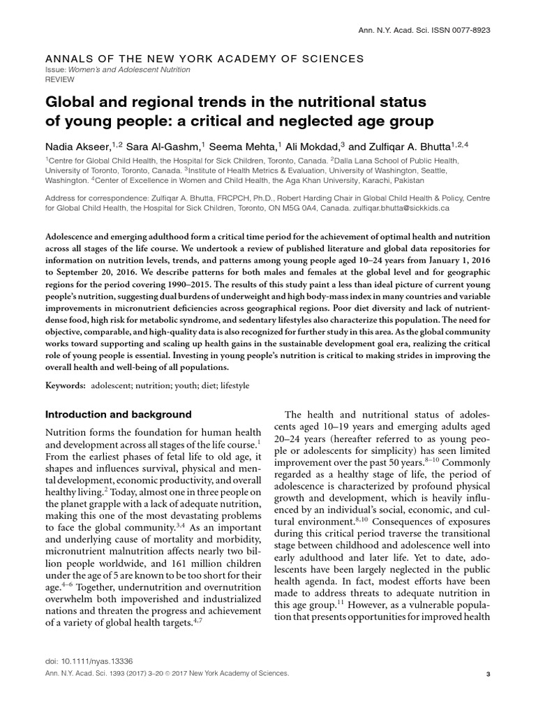 Trends in Adolescent Nutrition Status | PDF | Malnutrition | Obesity
