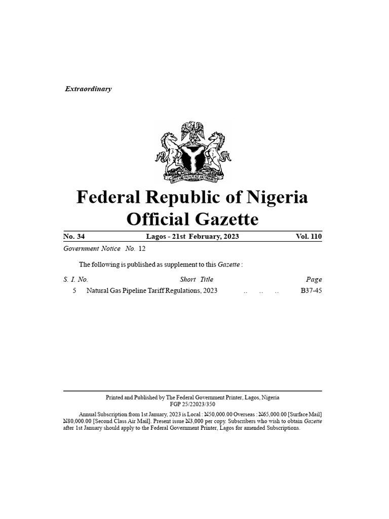 Natural Gas Pipeline Tariff Regulations 2023 | PDF | Taxes | Natural Gas