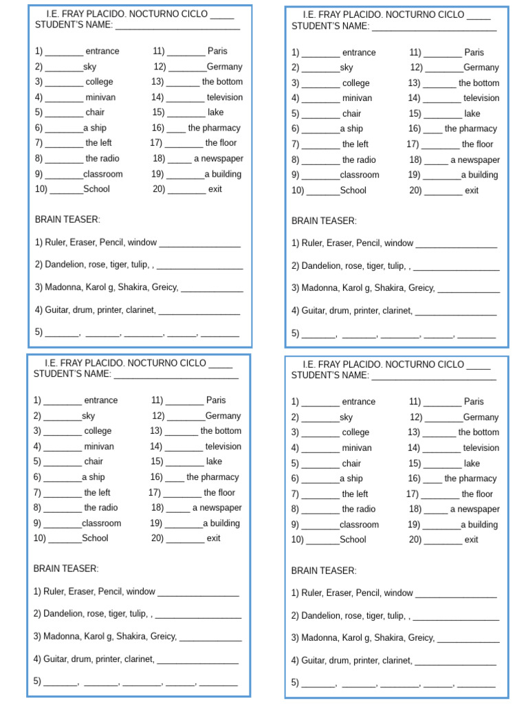 Prepositions In On At Pdf
