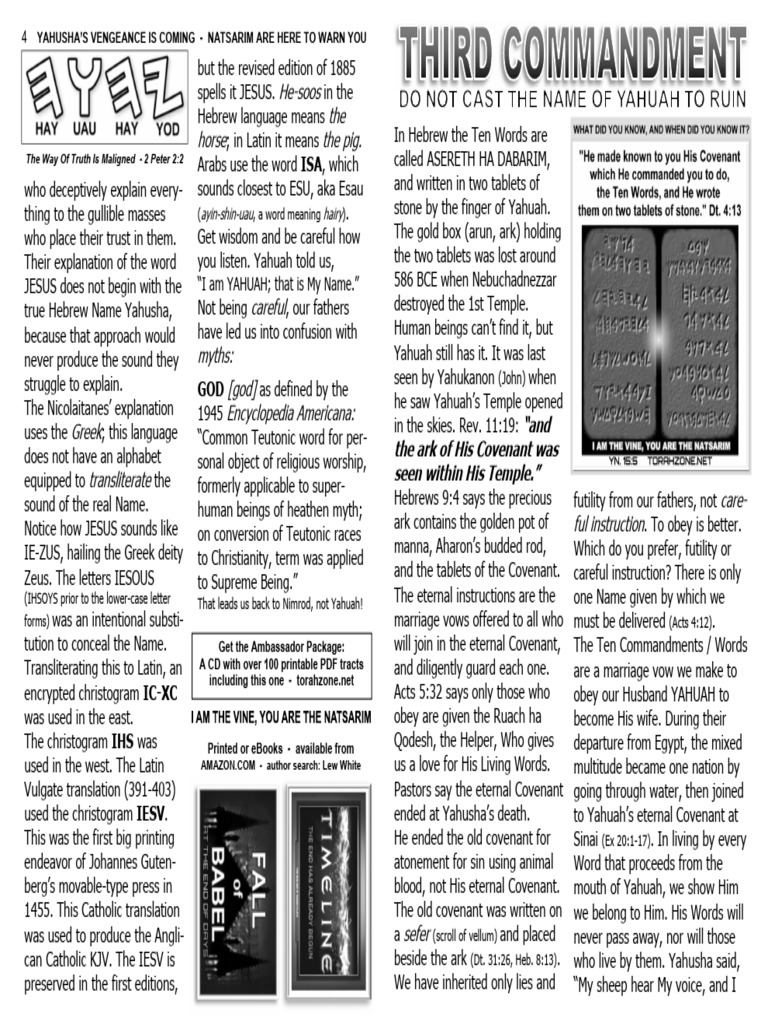 THIRD COMMANDMENT TRACT-1k | PDF | Ark Of The Covenant | Ten Commandments