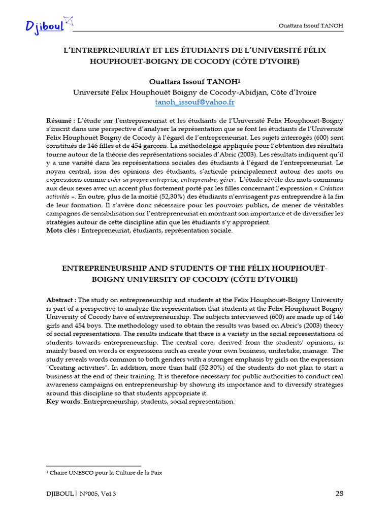 Représentations de l'entrepreneuriat chez les étudiants | PDF ...