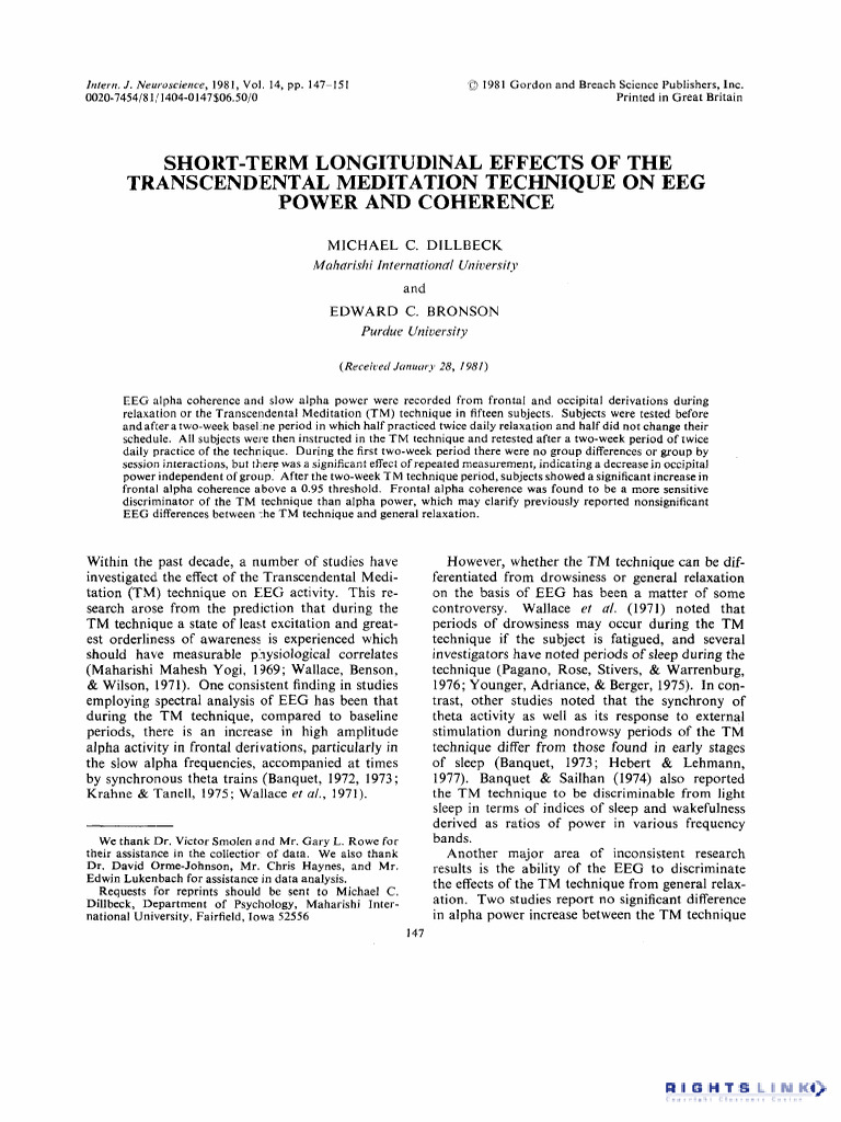 TM Technique Effects on EEG Coherence | PDF | Electroencephalography ...