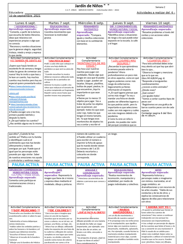 Actividades Educativas para Jardín de Niños | PDF | Aprendizaje | Cognición