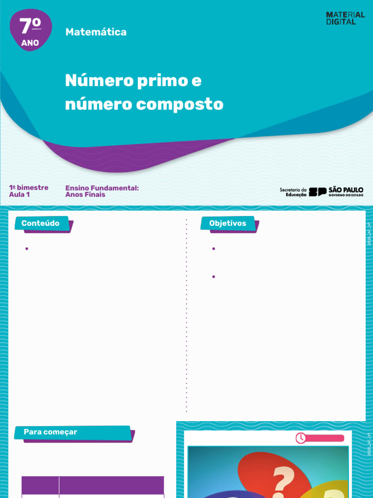 Números Primos e Compostos: Conceitos e Exemplos | PDF | Número primo ...