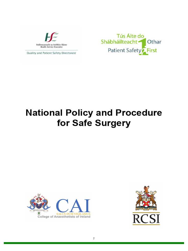 National Safe Surgery Policy Guide | PDF | Surgery | Informed Consent