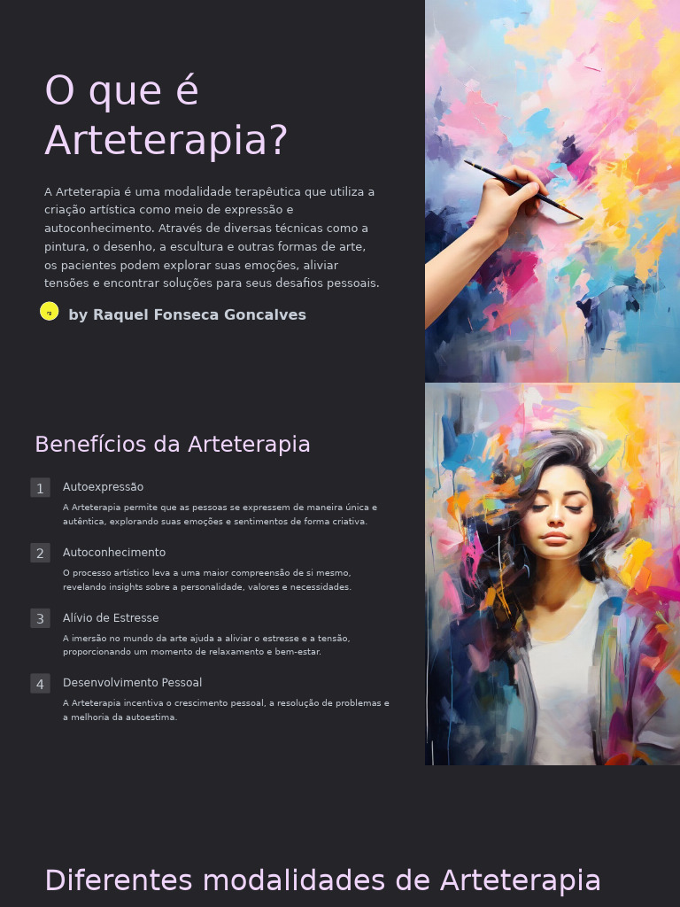 Benefícios e Modalidades da Arteterapia | PDF | Arteterapia | Psicologia