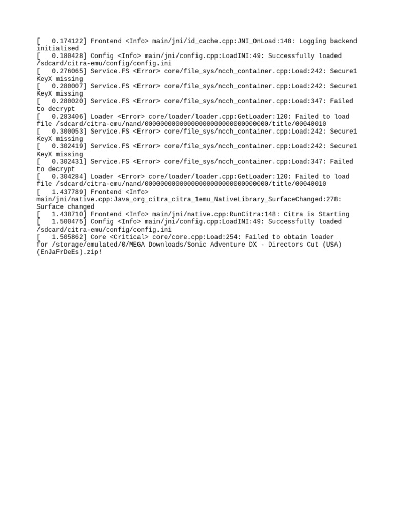 Citra Emulator Load Errors Log | PDF