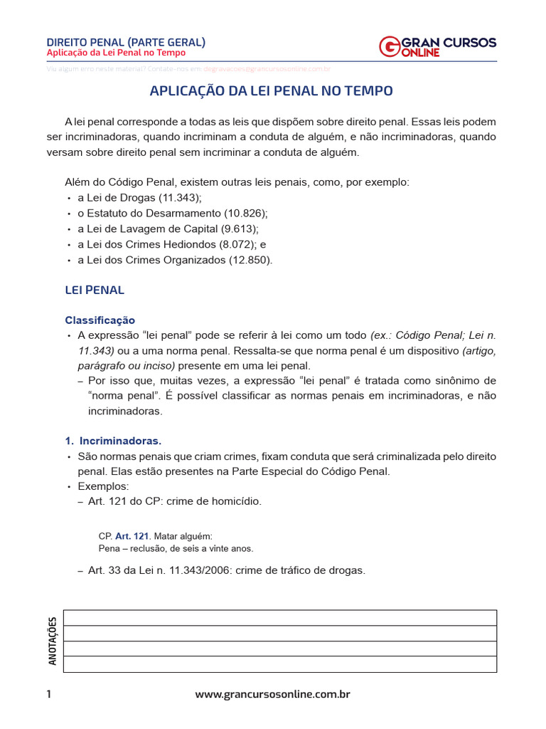 Aplicação da Lei Penal no Tempo | PDF | Crimes | Crime e Violência
