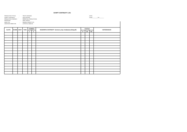 Truth Unveiled Script Continuity Log | PDF