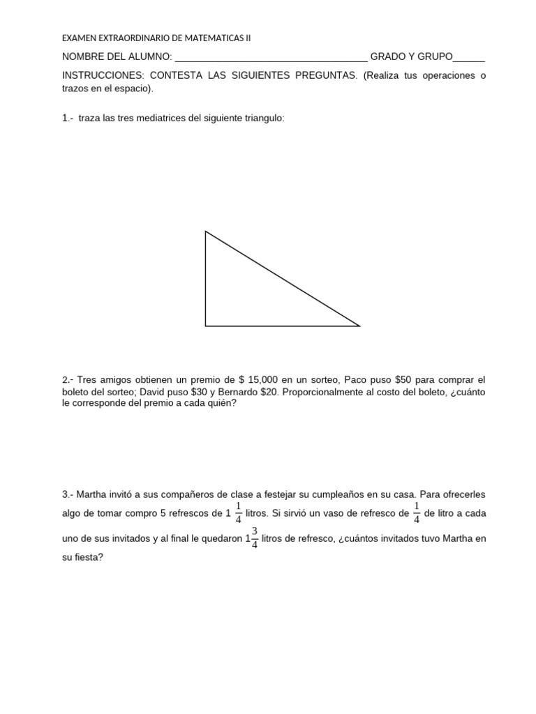 Examen Extraordinario Matemáticas II | PDF