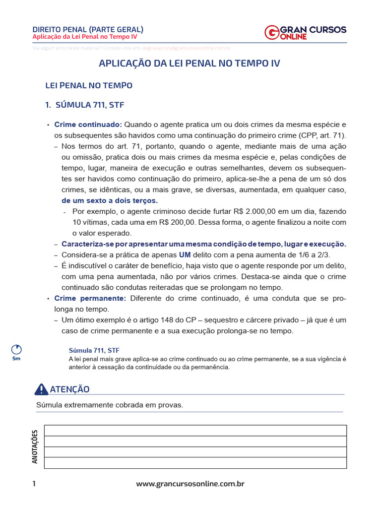 Aplicação da Lei Penal no Tempo IV | PDF | Crimes | Crime e Violência