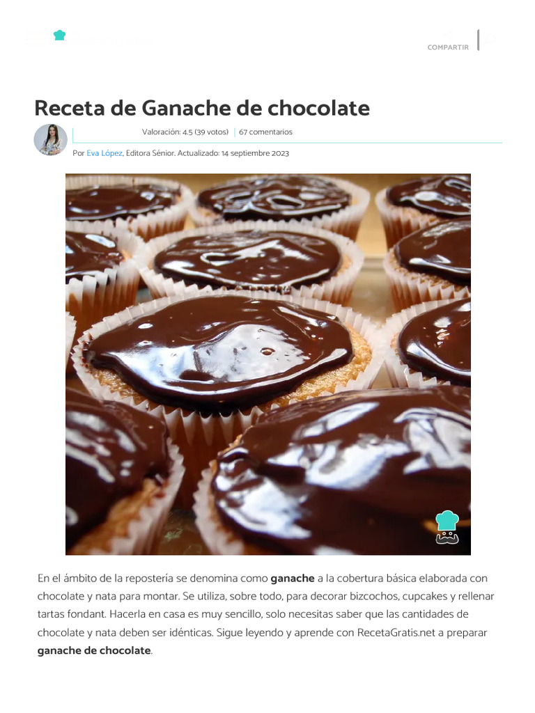 Ganache de Chocolate: Receta Fácil | PDF | Chocolate | Crema