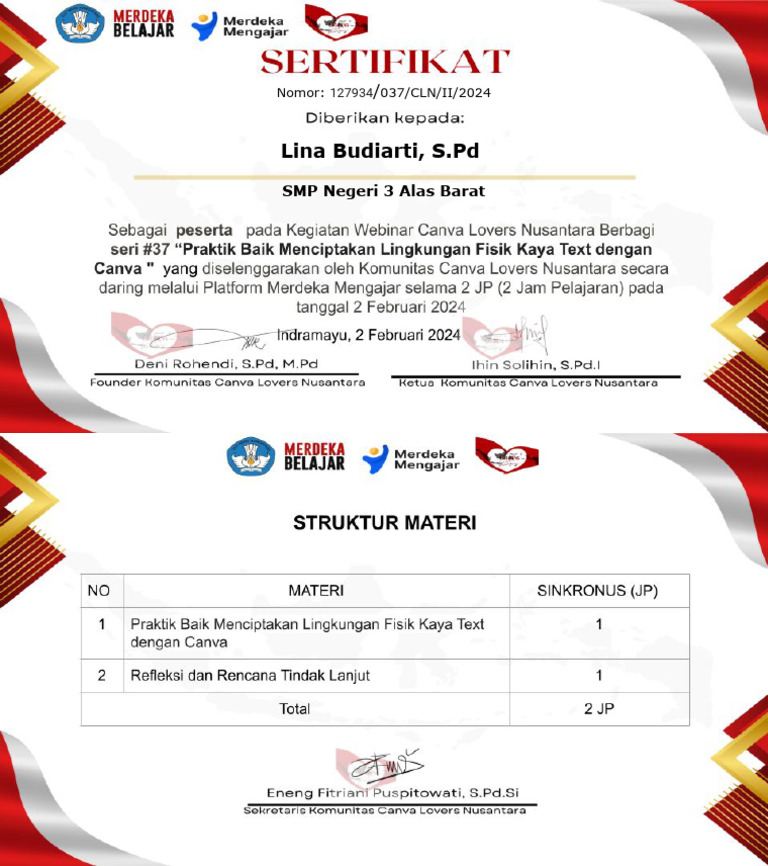 1813.Lina Budiarti, S.Pd.SMP Negeri 3 Alas Barat_SERTIIFKAT WEBINAR ...
