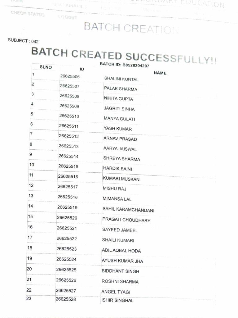 Batch Creation Status Report | PDF