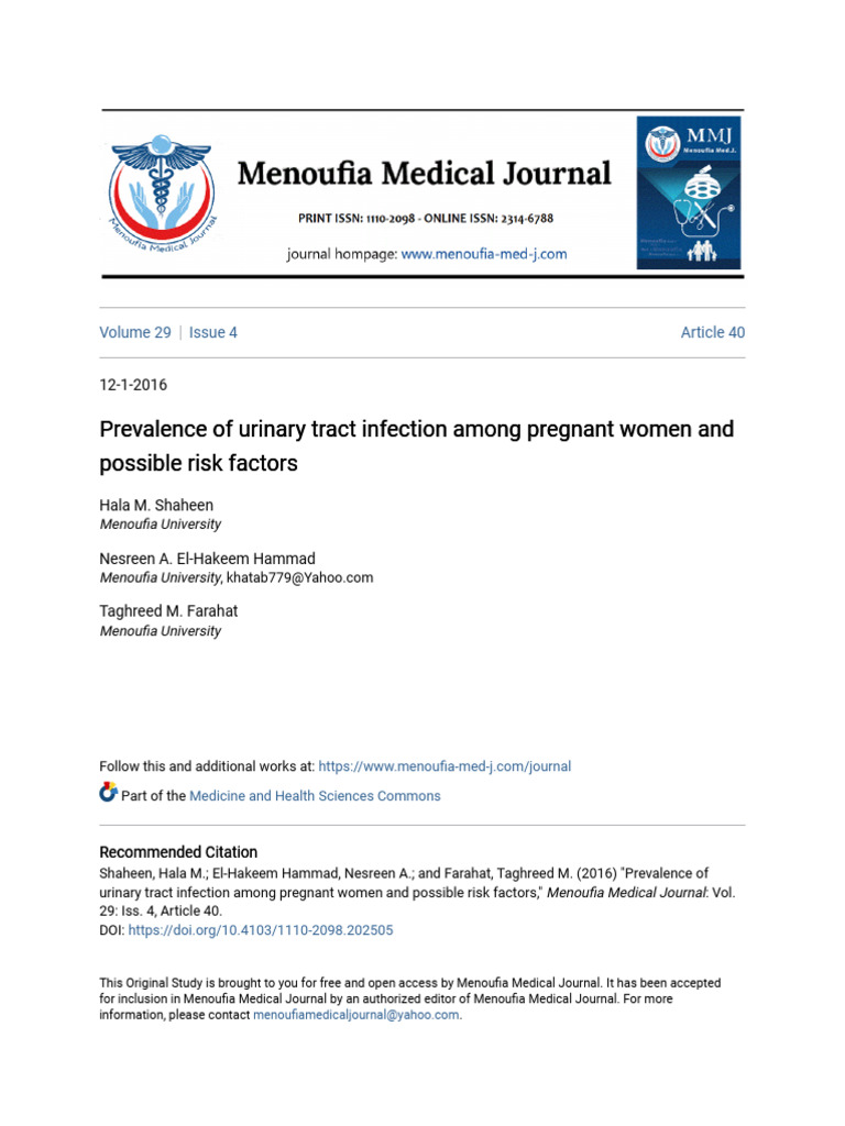 Prevalence of Urinary Tract Infection Among Pregnant Women and Po | PDF ...