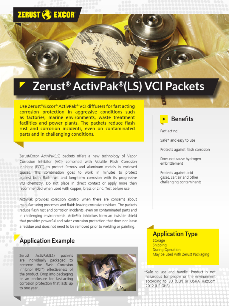 Zerust ActivPak VCI Packet Overview | PDF | Corrosion | Rust
