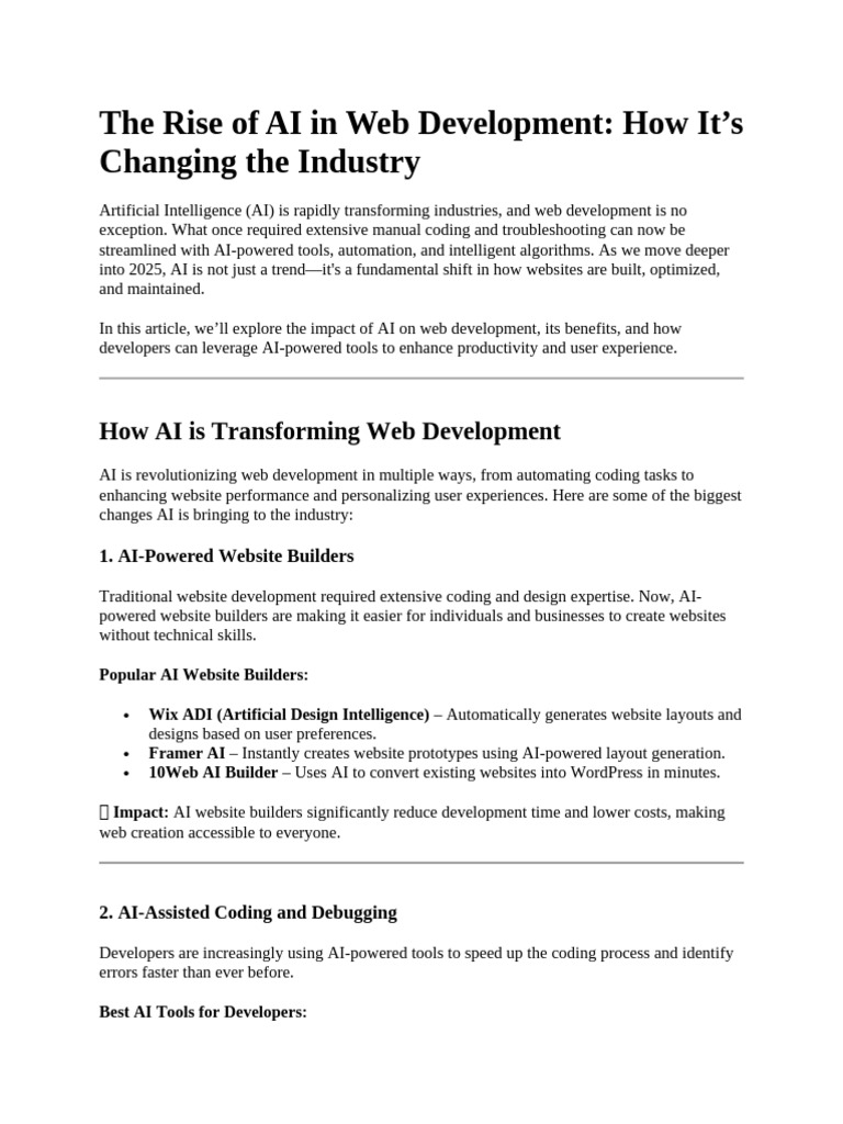 AI Strategies Transforming Web Development | PDF | Artificial ...