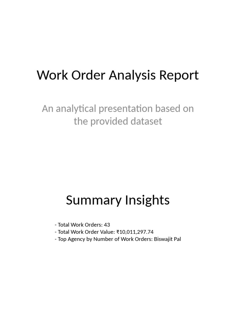 Work Order Analysis | PDF