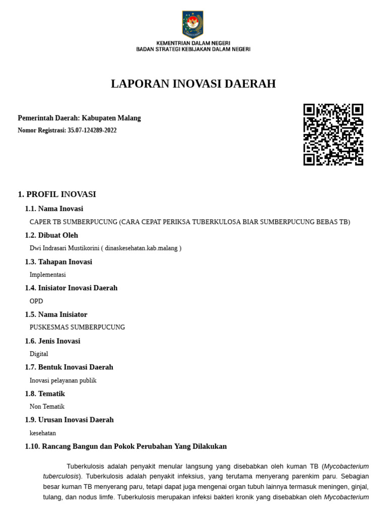 Inovasi CAPER TB di Kabupaten Malang | PDF