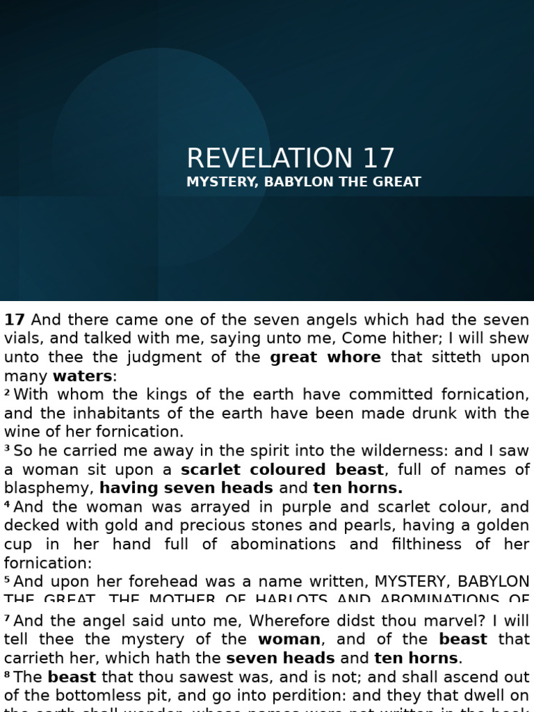 REVELATION CHAPTER 17 | PDF | The Beast (Revelation) | Great Tribulation