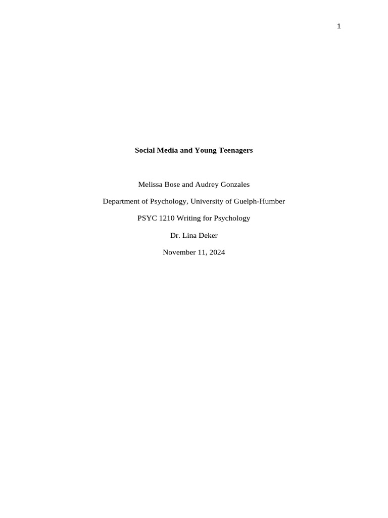 Impact of Social Media on Teen Self-Esteem | PDF | Adolescence | Self ...