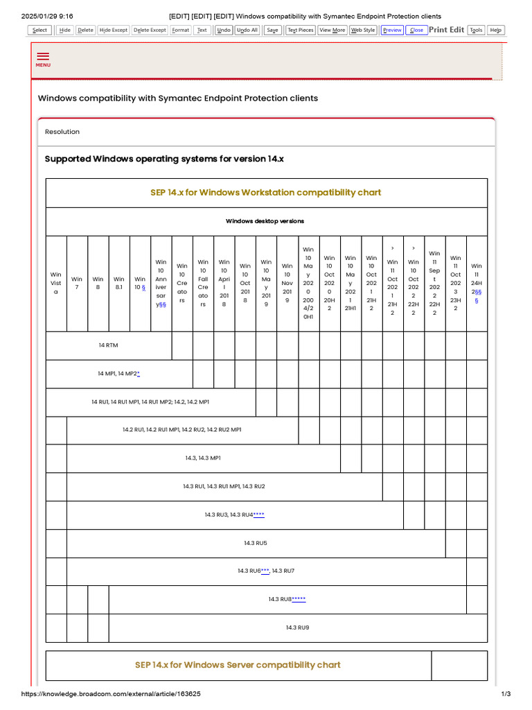 Symantec Endpoint Protection 14.3 RU10 Compatibility | PDF | Microsoft ...