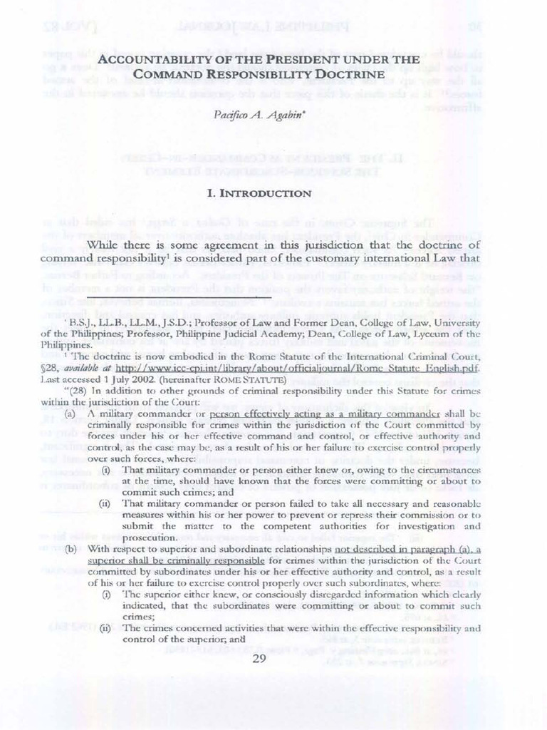 Presidential Accountability in Command Responsibility | PDF | Sovereign ...