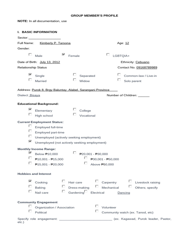 Profiling Group Work and Case Study Report Kimberly | PDF | Social ...