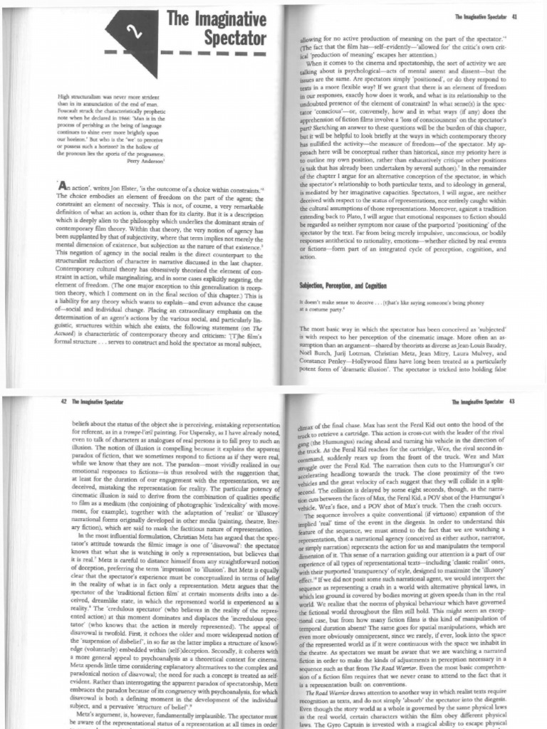 Rethinking Spectatorship in Film Theory | PDF | Schema (Psychology ...