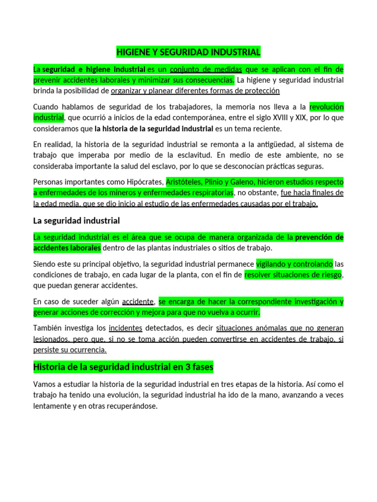 Higiene y Seguridad Industrial | PDF | Revolución industrial | Valores