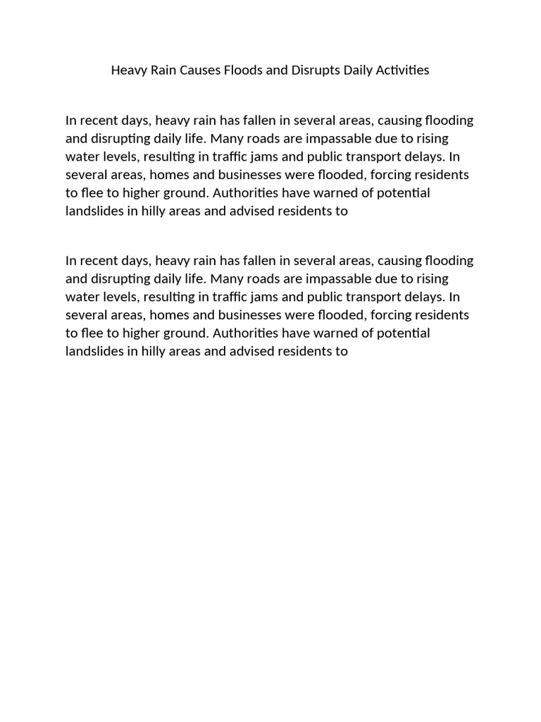 Heavy Rain Causes Floods and Disrupts Daily Activities FAISAL ADITYA | PDF