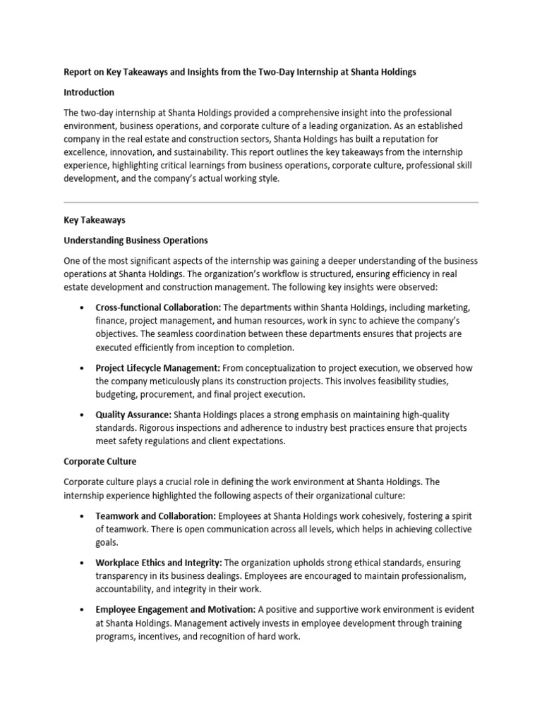 Report On Key Takeaways and Insights From The Two | PDF | Mentorship ...