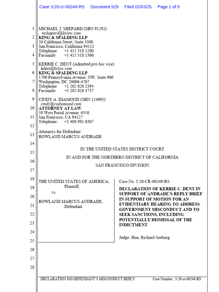 Dent Declaration in Support of Reply to Misconduct Mtn | PDF ...