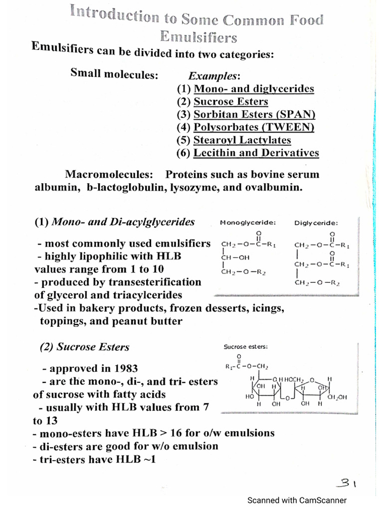 Emulsifiers Note PDF | PDF
