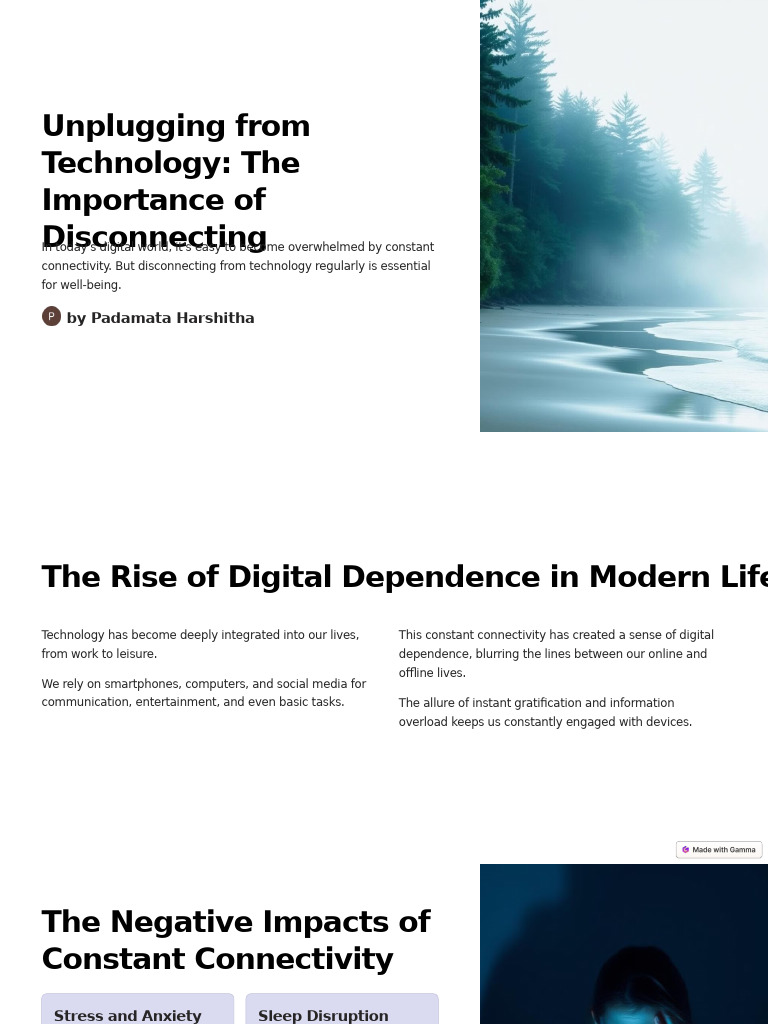 Unplugging From Technology The Importance of Disconnecting | PDF ...