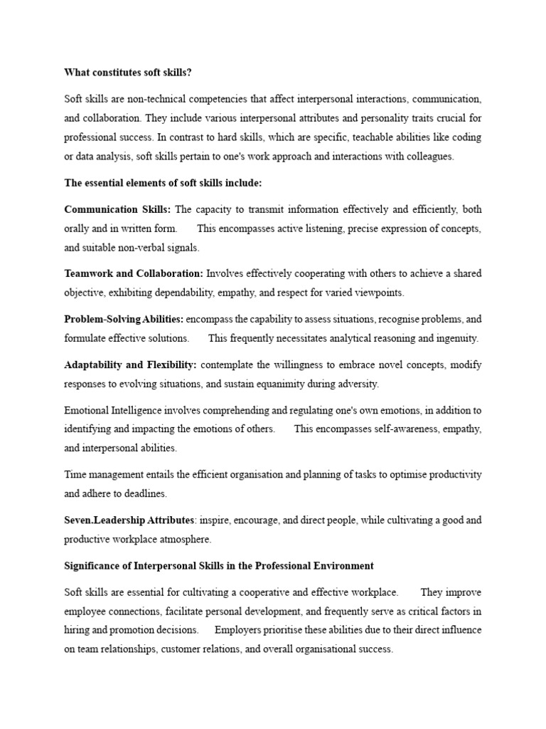 Understanding Soft Skills for Success | PDF | Nonverbal Communication ...