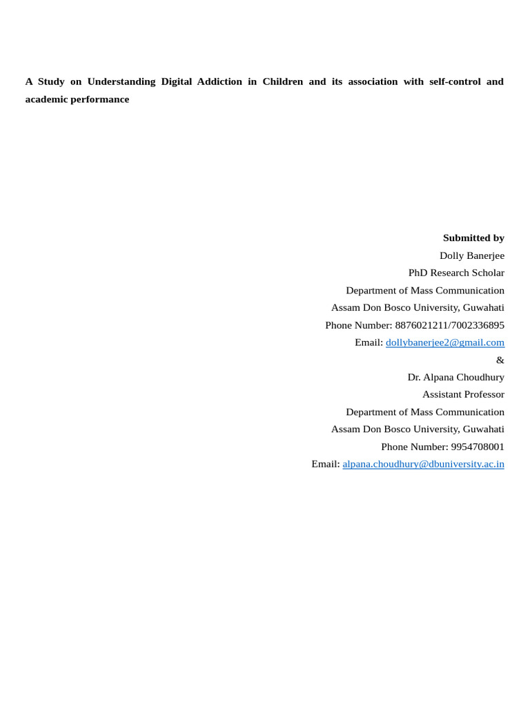 A Study On Understanding Digital Addiction in Children and Its ...