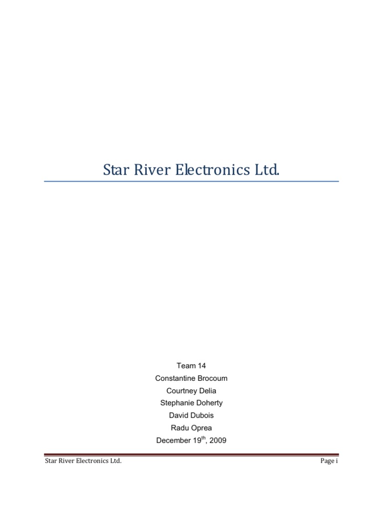 Team 14 Star River Electronics LTD Download Free PDF Cost Of
