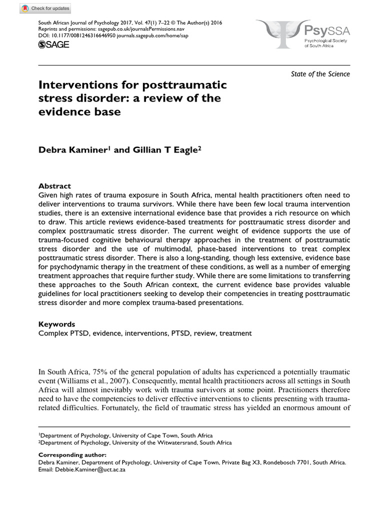 Evidence-Based PTSD Interventions Review | PDF | Complex Post Traumatic ...