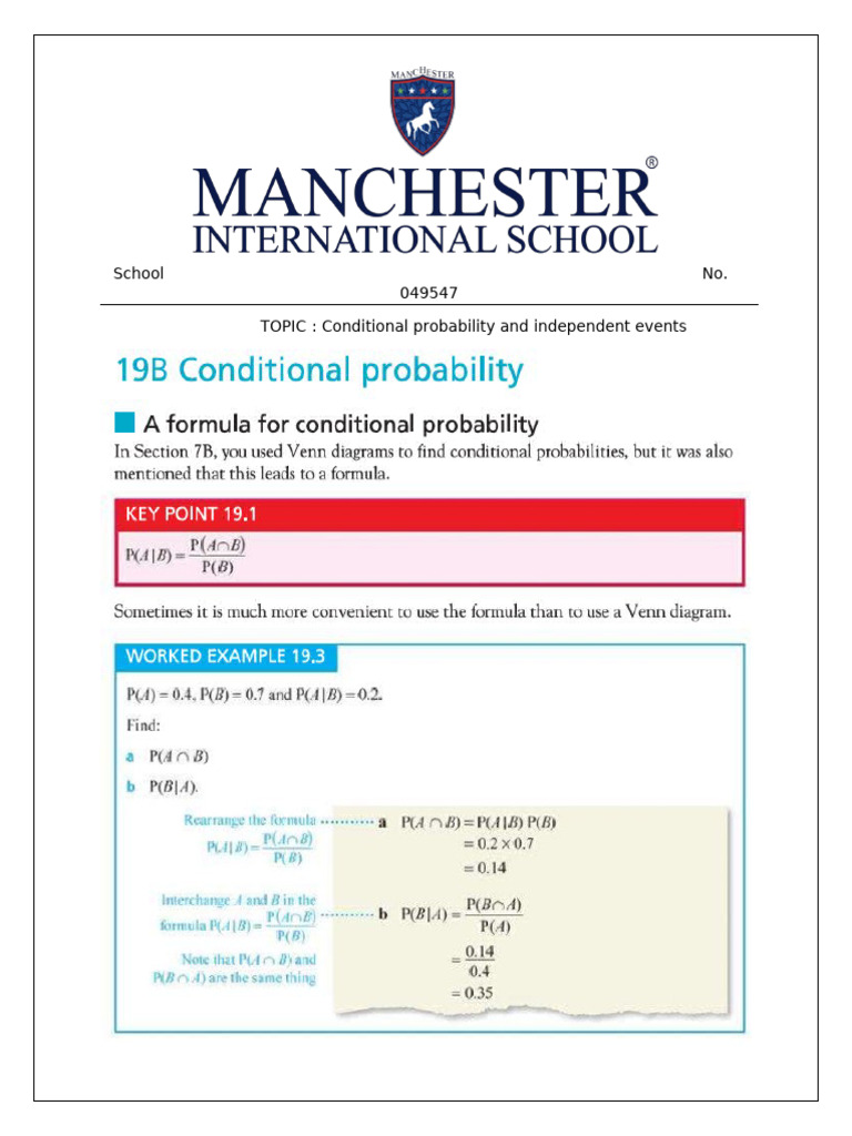 Conditional Probability and Independent Events | PDF