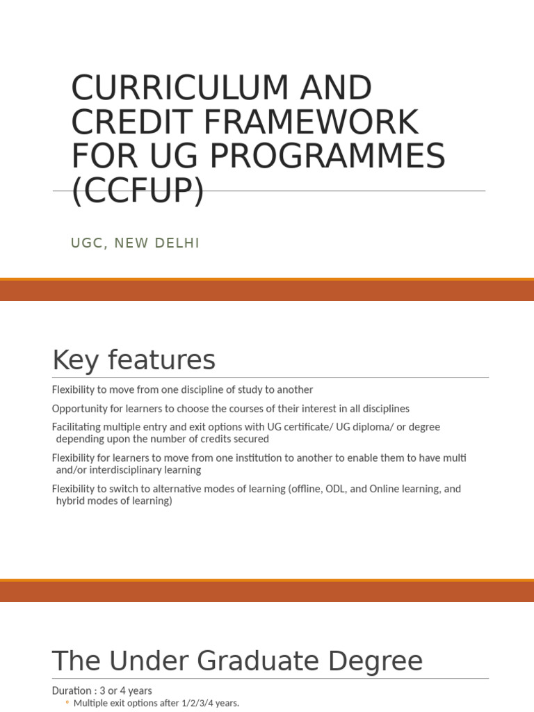 Curriculum And Credit Framework For Ug Programmes Pdf Academic