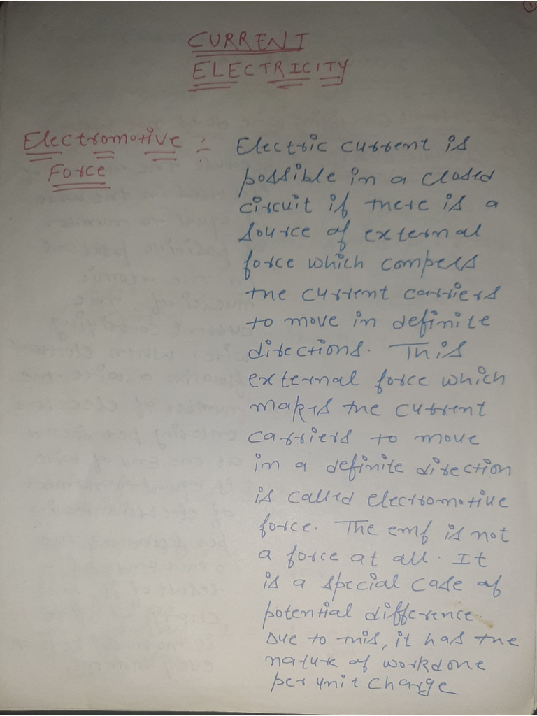 Current Electricity Notes | PDF