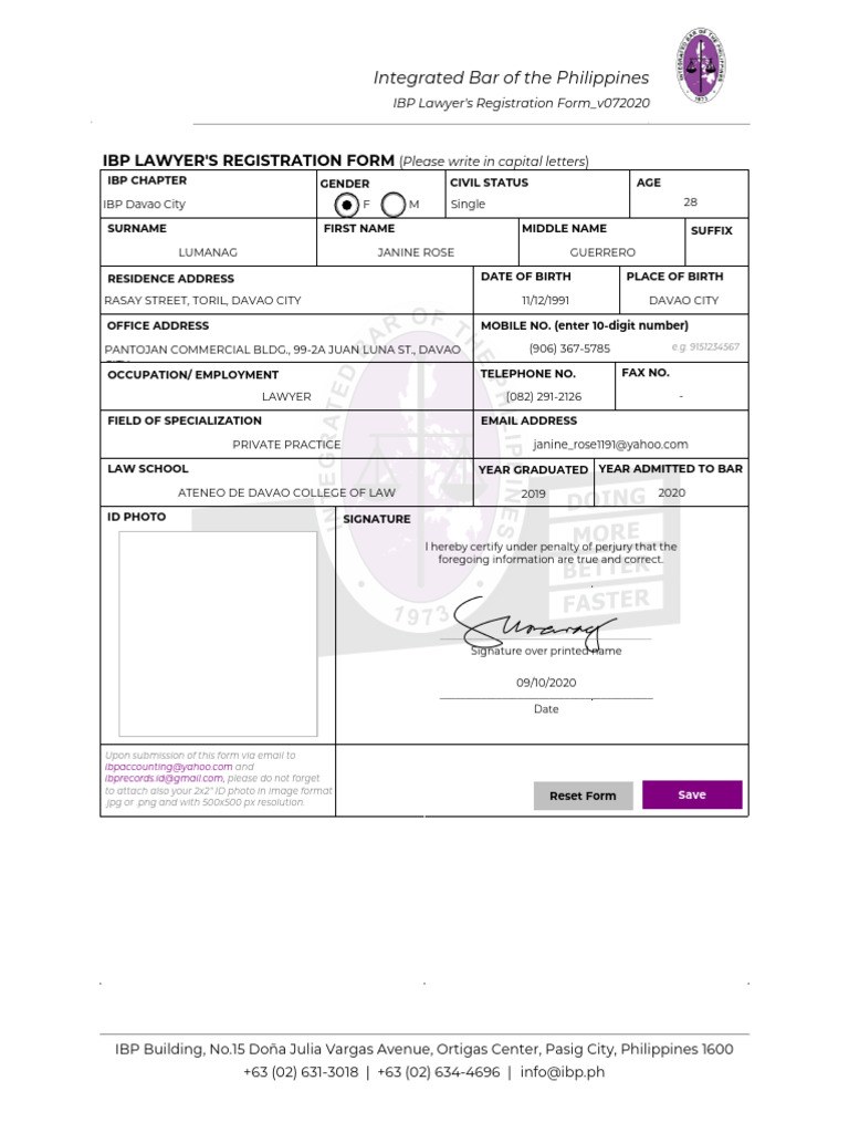 IBP Lawyer Registration Form Guide | PDF
